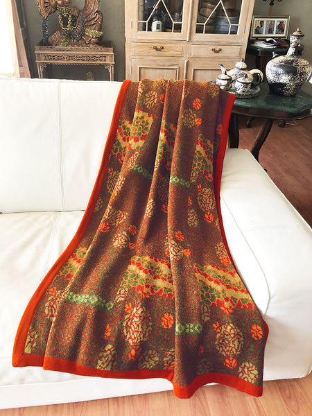 Jacquard Red/Orange Pattern in Merino Wool