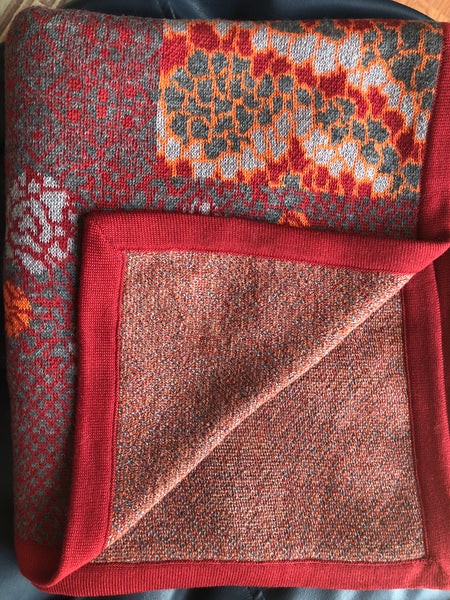 Jacquard Red/Orange Pattern in Merino Wool