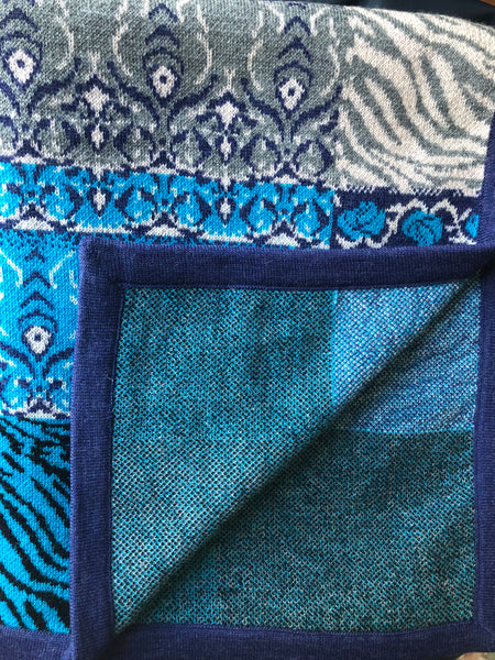 Jacquard Turquoise Pattern in Merino Wool