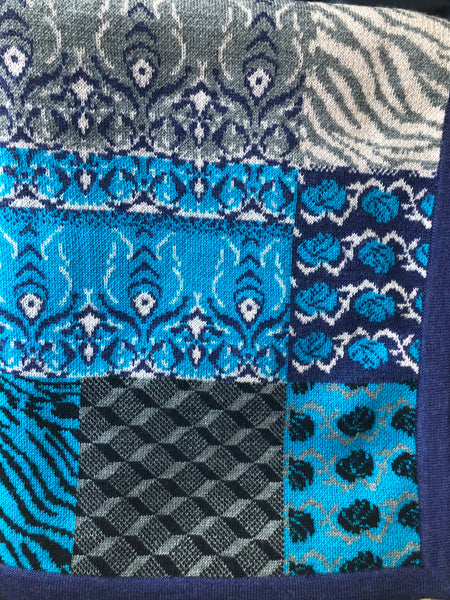 Jacquard Turquoise Pattern in Merino Wool