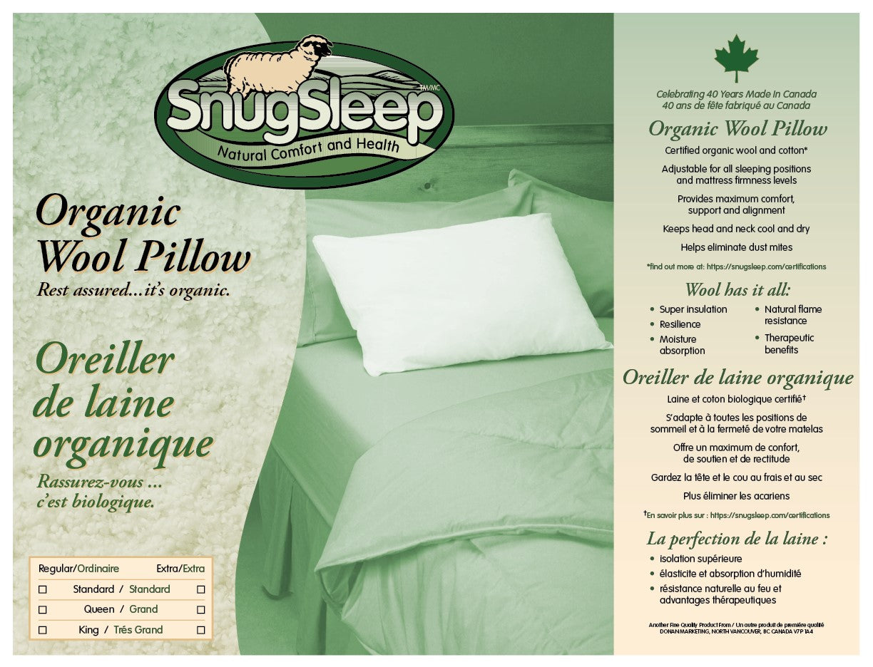 Organic Wool Knops Pillows with Organic Cotton Cover